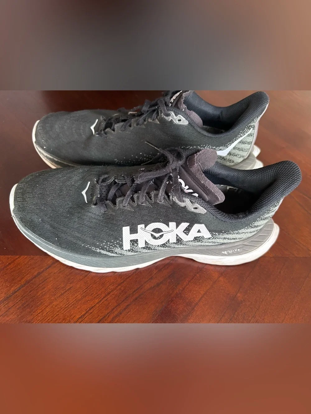 Hoka Black and White Men's Running Sneakers size 8.5